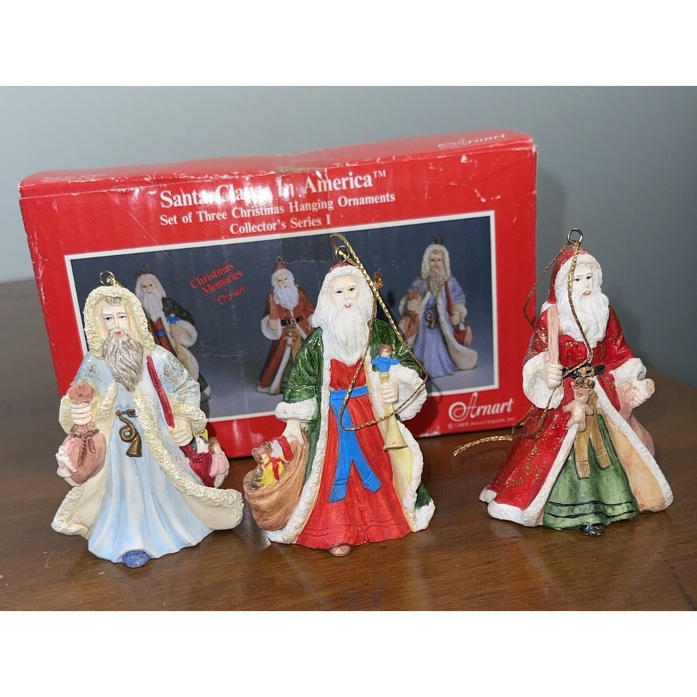 3 Arnart Original Santa Claus  CHRISTMAS ORNAMENTS  Kitschy Taiwan‎ 1988